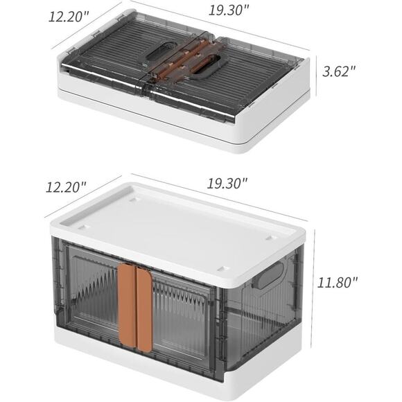 HAIXIN Plastic Storage Boxes with Lids - Stackable Organiser Foldable Box - Picture 1 of 4